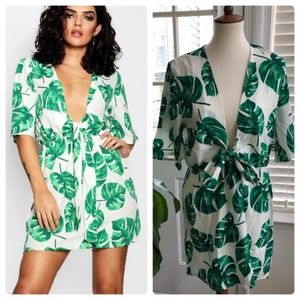 Boohoo Tropical Palm Tree Dress